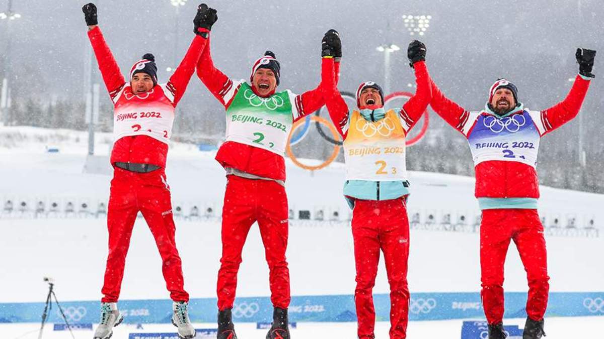 Российские лыжники выиграли золото в эстафете Олимпиады